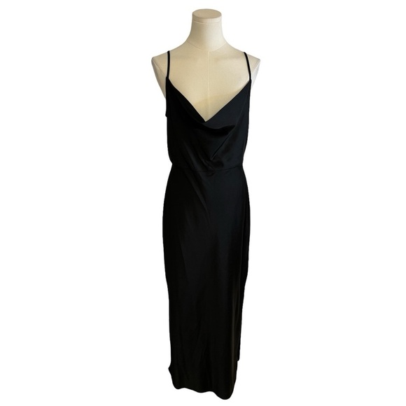 BLEEKER 126 Black Cowl Neck Sleeveless Maxi Cocktail Dress size 12 Wedding Party - Picture 1 of 4